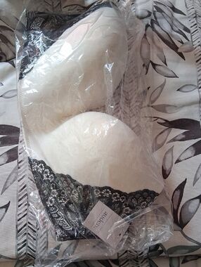 Auden Ivory Bra with Black Lace Accents